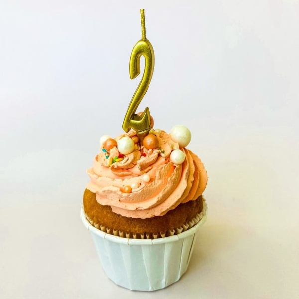 Свеча для торта мини, цифра 2 (золото, 4,5 см)