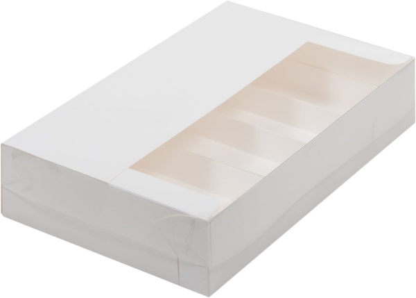 Коробка для 5 эклеров и эскимо с пластиковой крышкой 250х150х50 мм