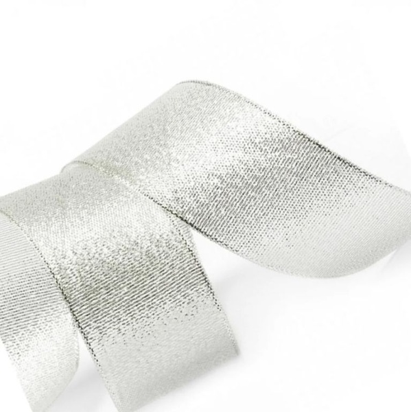 Лента парчовая 30 мм (22 метра, цвет серебро)