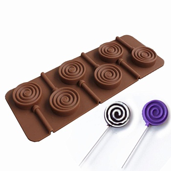 Форма силиконовая « Леденцы спиралька » 6 ячеек.