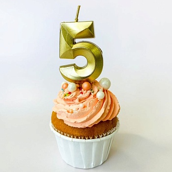 Свечи для торта, цифра 5 (золото, 5 см)