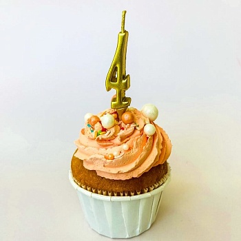 Свеча для торта мини, цифра 4 (золото, 4,5 см)
