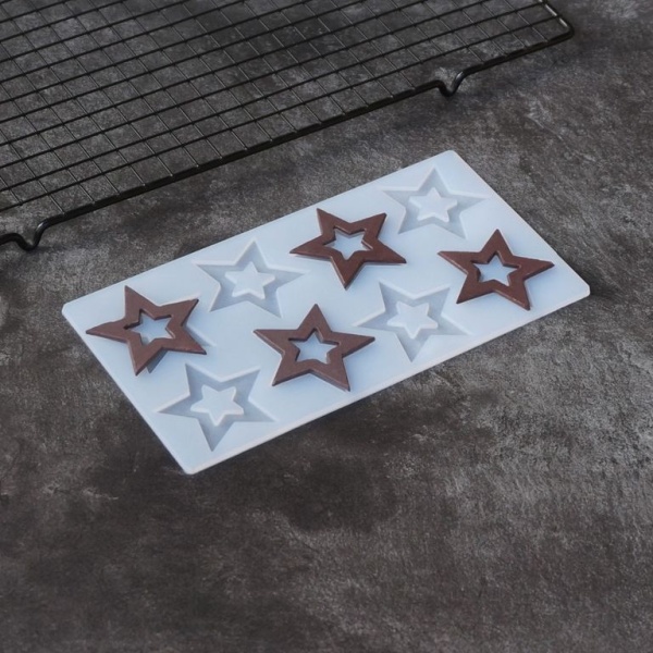 Силиконовый мат для отливки шоколада «Звезды»