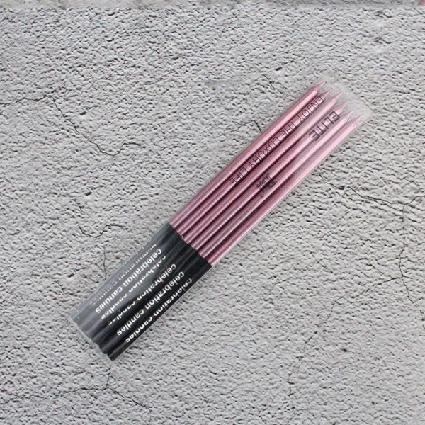 Набор свечей для торта «Престиж» (розовый металлик, 15 см) 6 шт