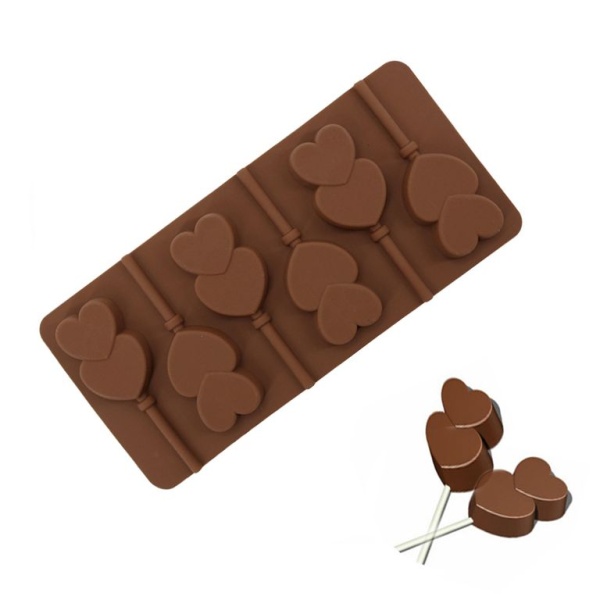 Форма силиконовая «Леденцы сердечки двойные » 6 ячеек.