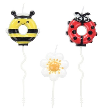 Набор свечей для торта Насекомые 11 см