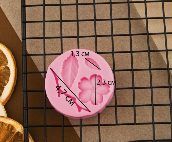 Молд силиконовый «Цветок, лист и веточка», 5,5×0,9 см