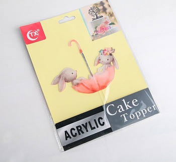 Топпер на торт «Кролики в зонтике»