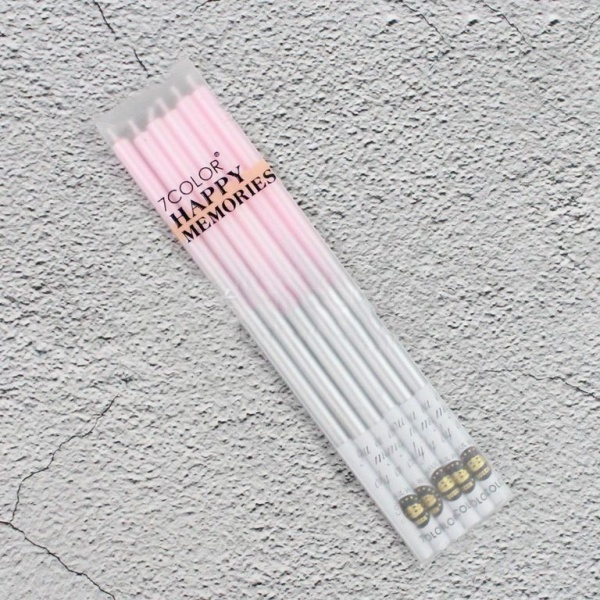 Набор свечей для торта «Жемчуг» (розовый с серебром, 14 см) 6 шт